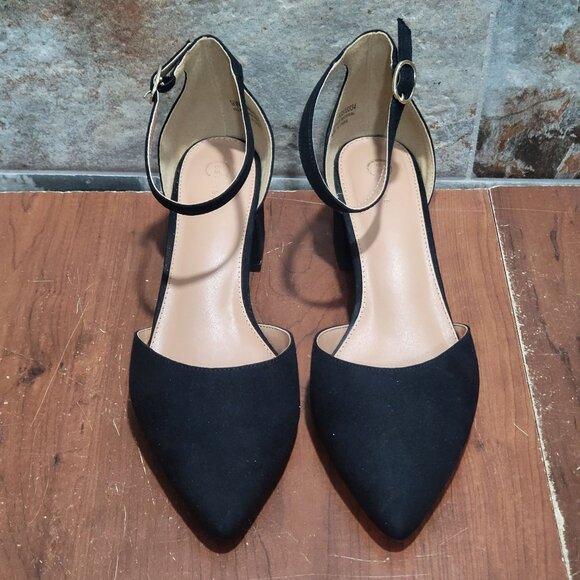 C Est 1946 Womens Ankle Strap Chunky Heel Pointed Toe Pump Dress Shoes Sz 9W - Picture 5 of 13